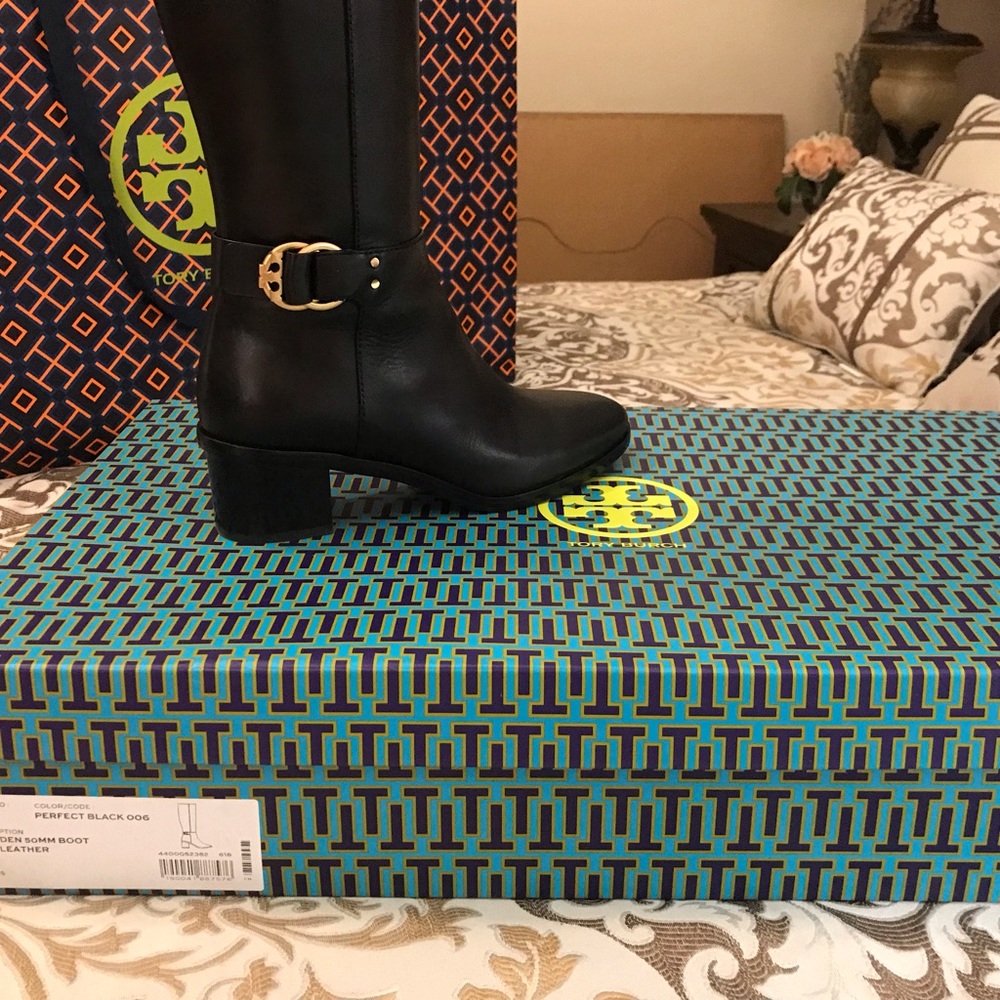 Tory Burch Marsden 50mm boots, calf leather size 9